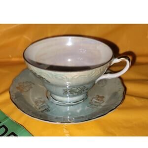 Vintage Nasco Del Coronado Tea Cup And Saucer Iridescent Lusterware Set